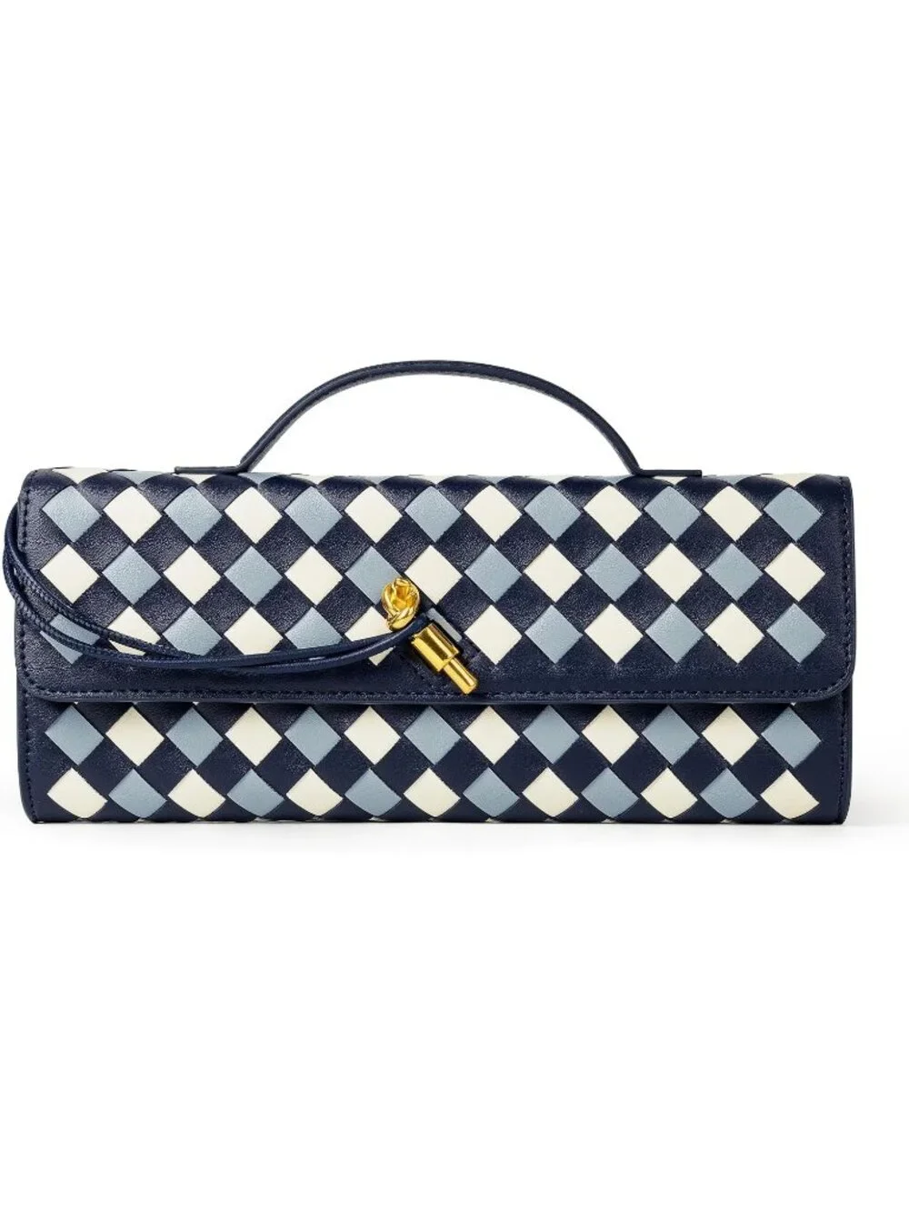 Women Mixed Ocean Woven Vegan Leather Clutch Purse Formal Evening Crossbody Bag